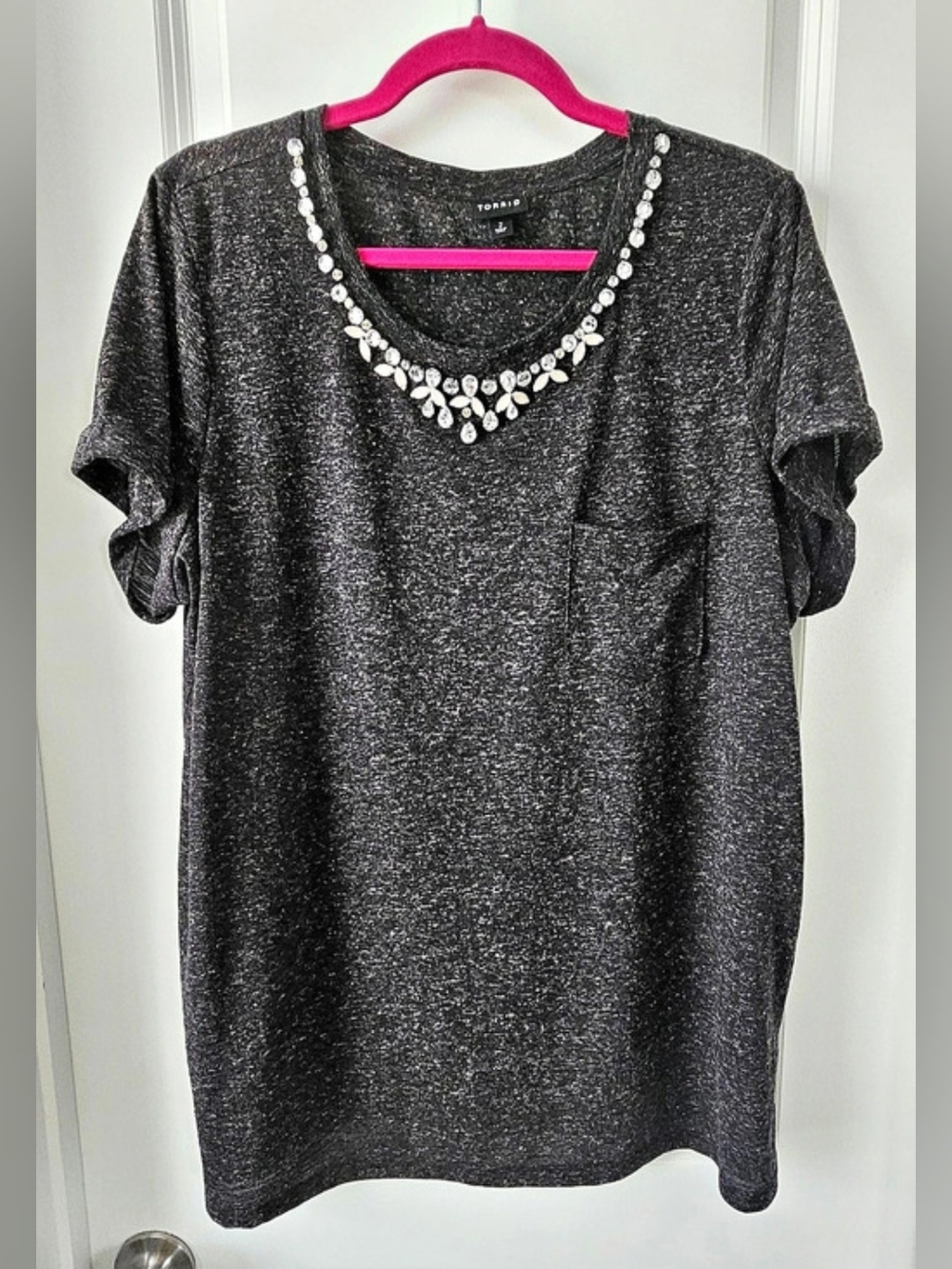 TORRID Rhinestone Embellished Classic Fit Tee Black Size 2